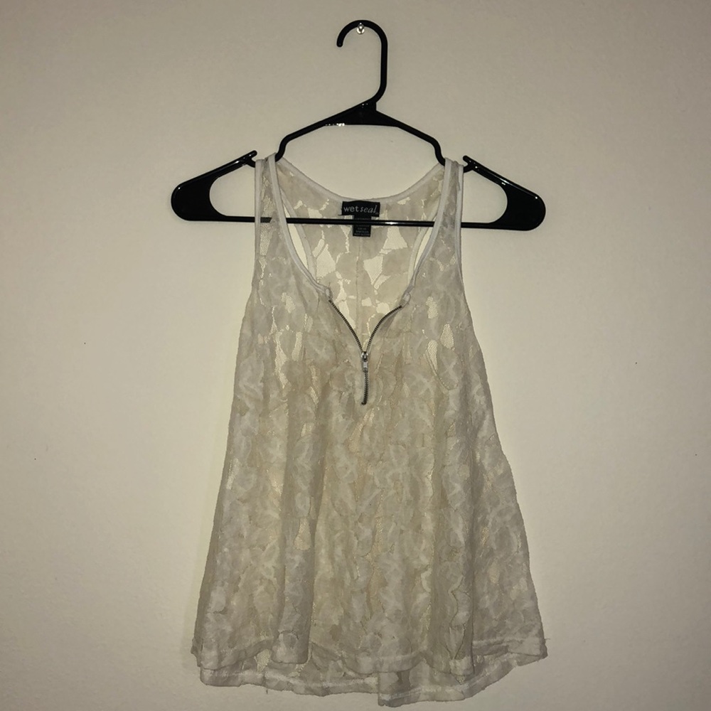 Lacey off white zipper tank